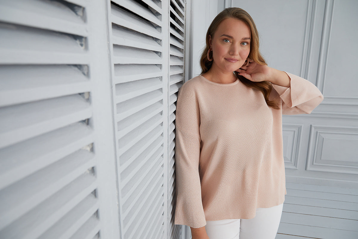 Oversized Blouse with flared sleeves - beige