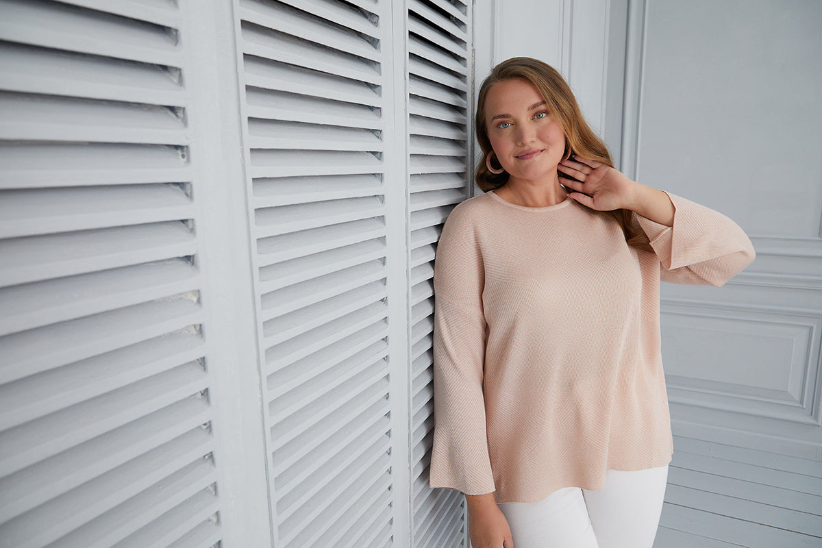 Oversized Blouse with flared sleeves - beige