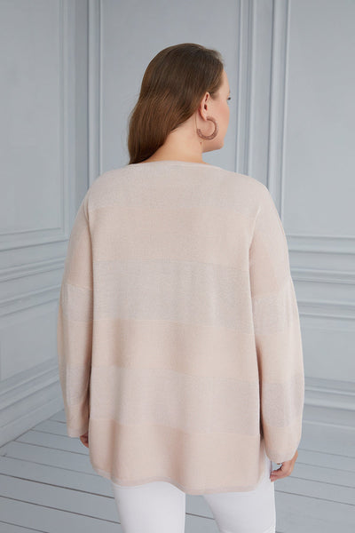 Knit blouse with delicate stripes - beige