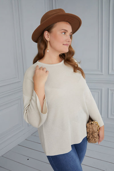 Knit blouse with open sleeves - beige