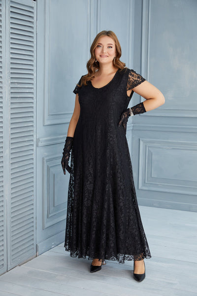 Plus size long laced dress women