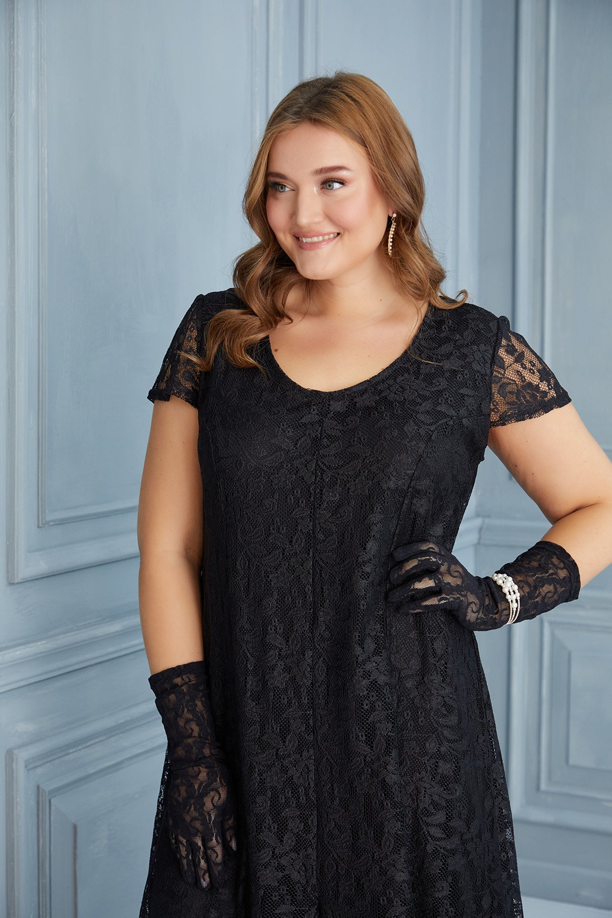 Plus size long laced dress women