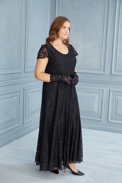 Plus size long laced dress women