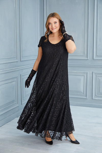 Plus size long laced dress women