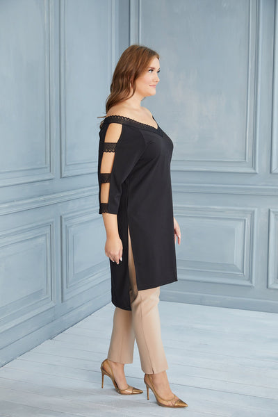 Plus size long tunic with slits