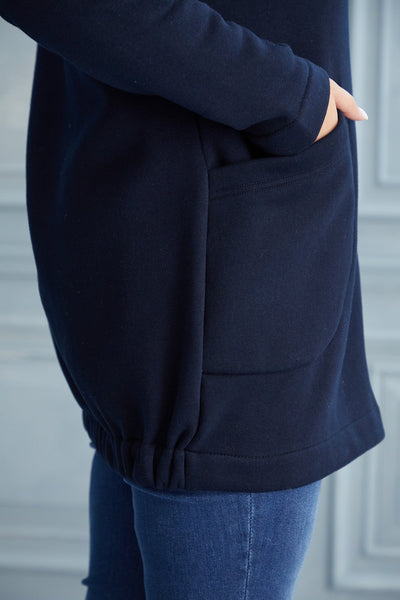 Plus size long hooded sweatshirt - Dark Blue