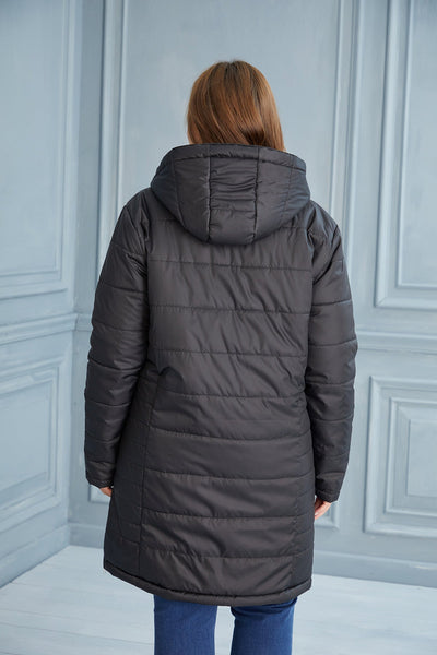 Plus size lightweight long jacket with side zips