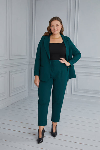 Elegant jacket with lining and two buttons - green