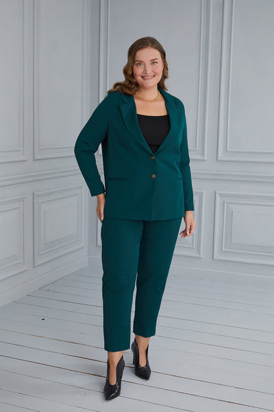 Elegant jacket with lining and two buttons - green