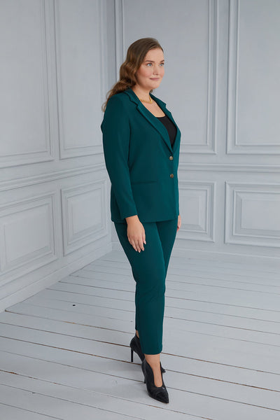 Elegant jacket with lining and two buttons - green