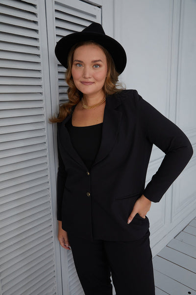 Elegant jacket with lining and two buttons - black