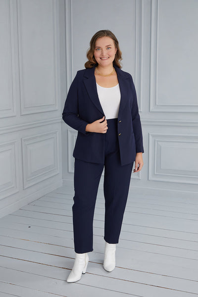 Elegant jacket with lining and two buttons - blue