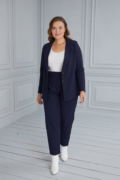 Elegant jacket with lining and two buttons - blue