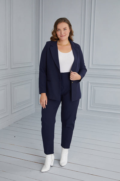 Elegant jacket with lining and two buttons - blue