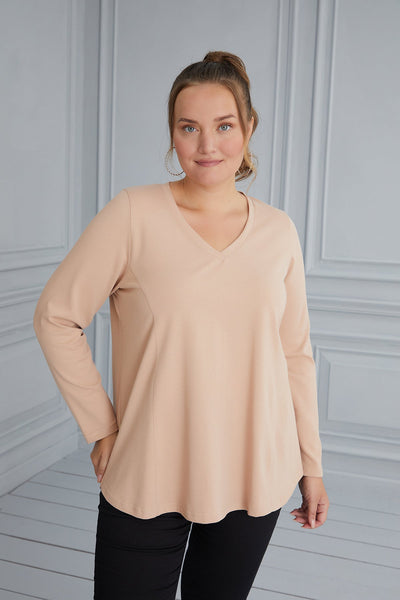 Maxi V-neck blouse - beige