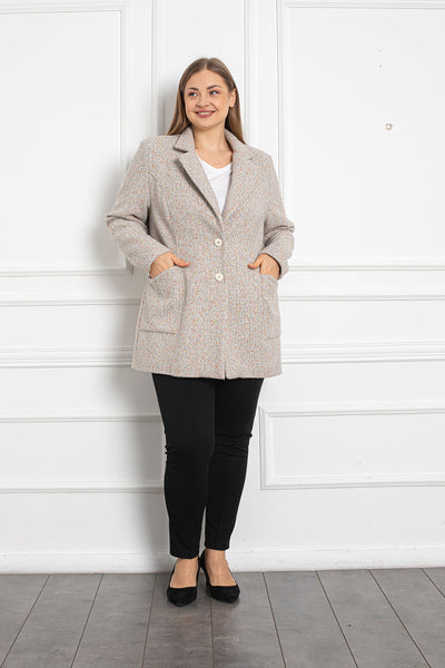 Spring long jacket with lining - Beige