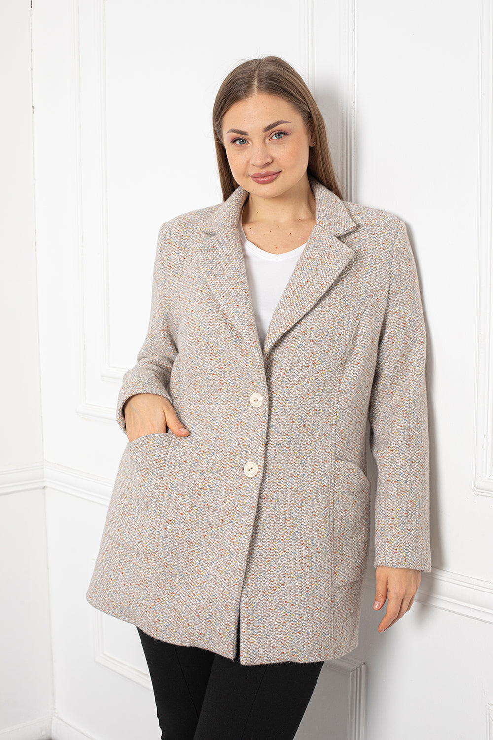 Spring long jacket with lining - Beige