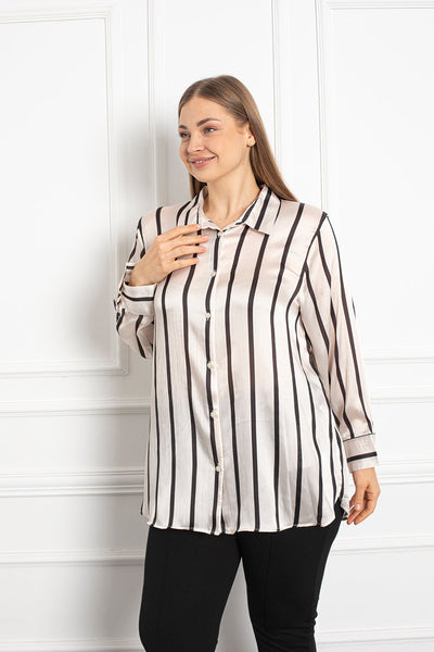 Satin shirt luxury - striped White