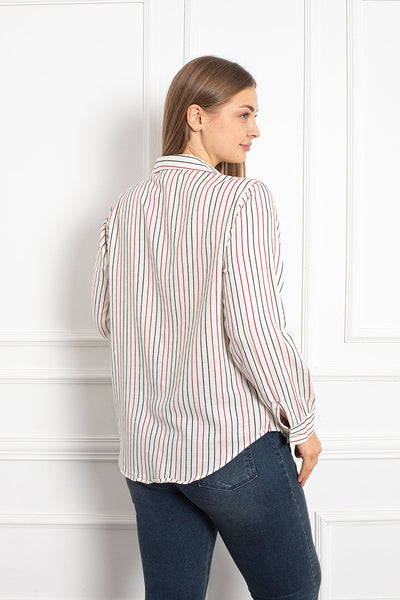 Striped viscose shirt - Red