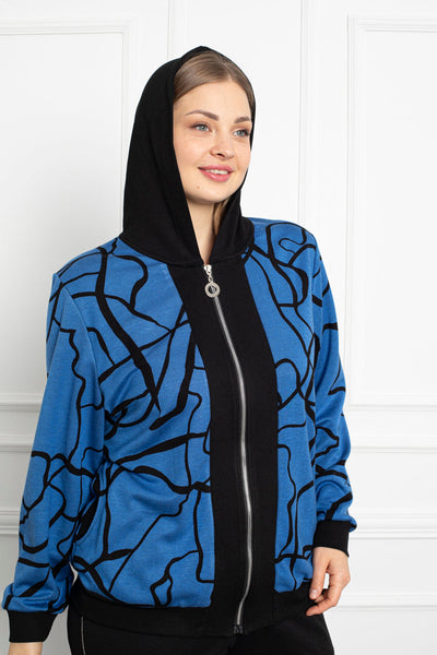 Maxi sweatshirt with hood and zipper