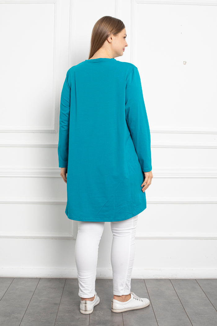 Cotton Tunic Long Sleeve Basic - Turquoise