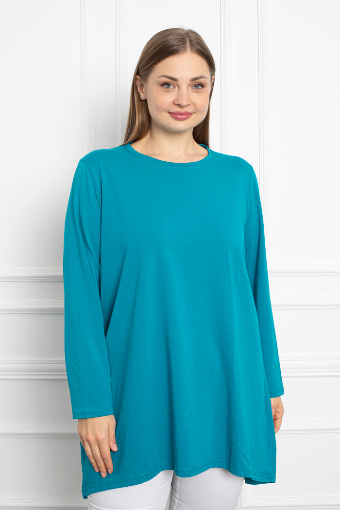 Cotton Tunic Long Sleeve Basic - Turquoise