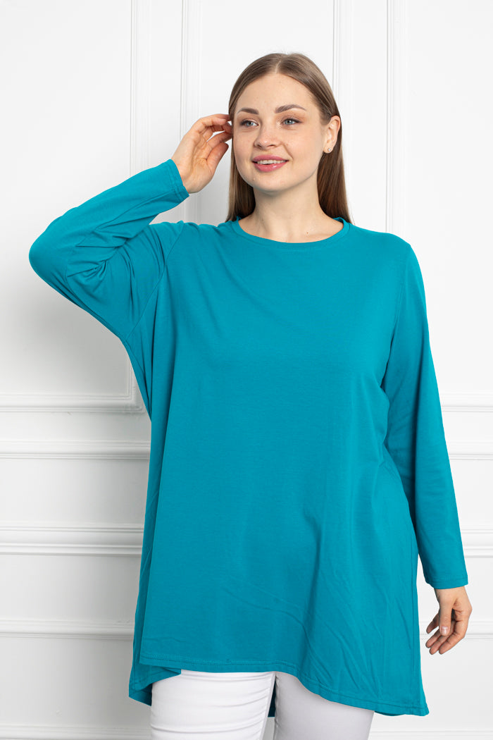 Cotton Tunic Long Sleeve Basic - Turquoise