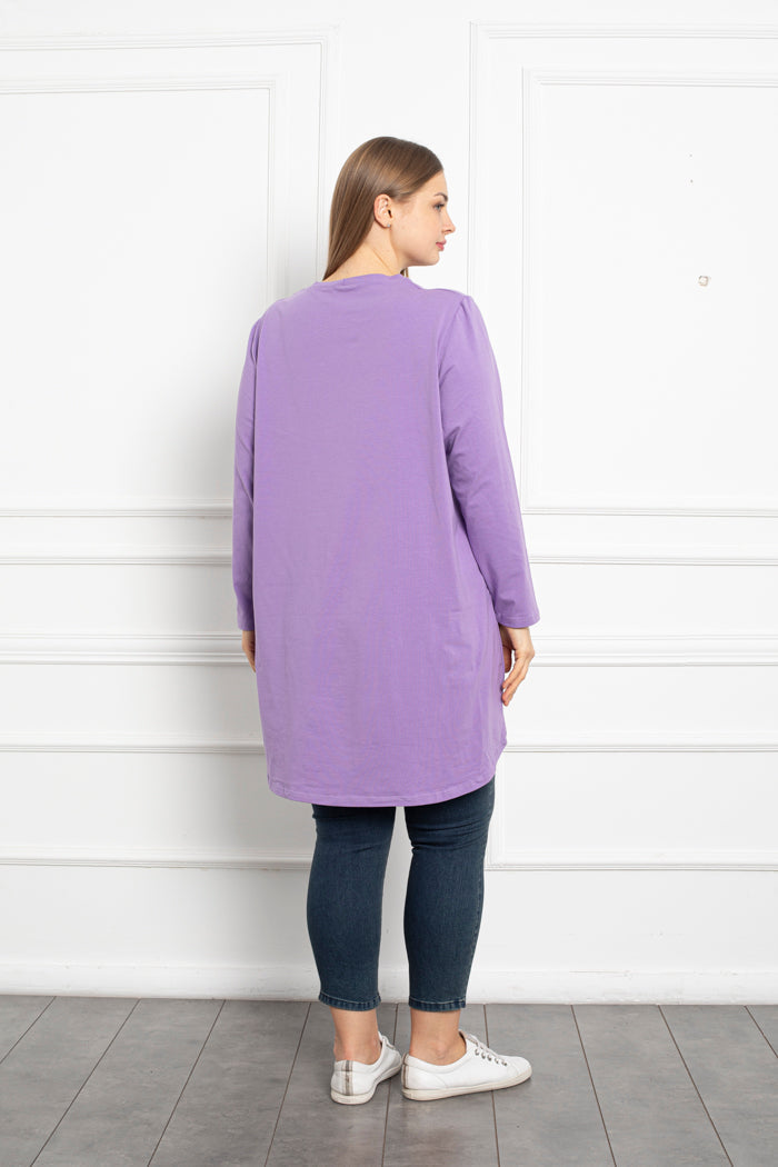 Cotton Tunic Long Sleeve Basic - Purple