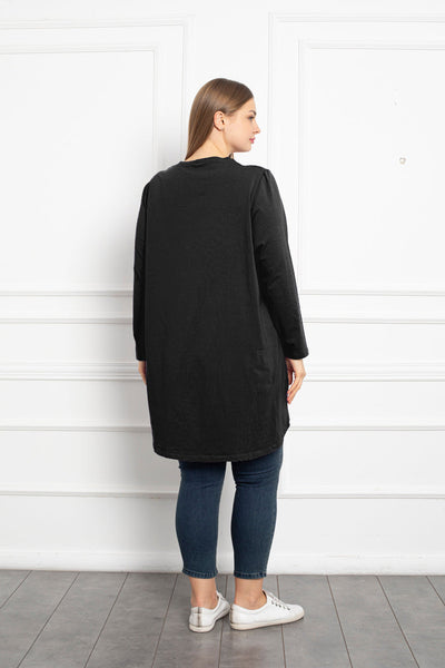 Cotton Tunic Long Sleeve Basic - Black