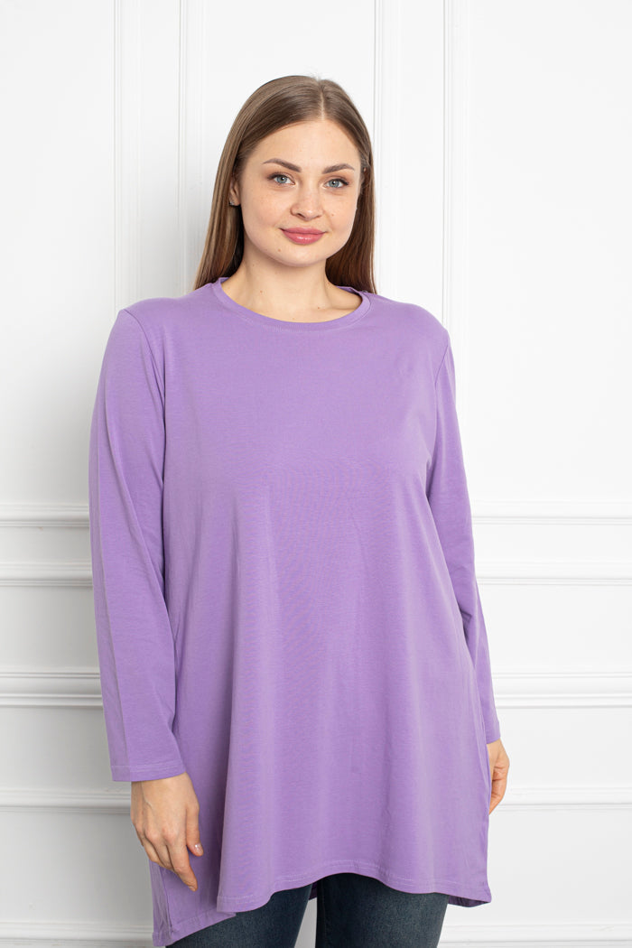 Cotton Tunic Long Sleeve Basic - Purple