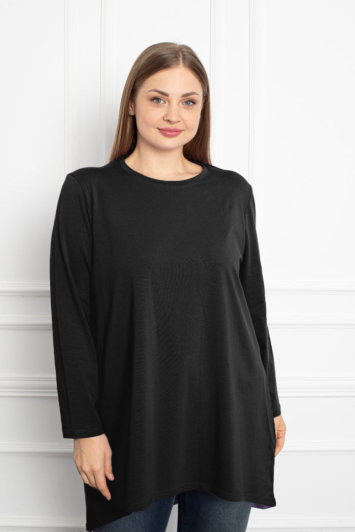 Cotton Tunic Long Sleeve Basic - Black