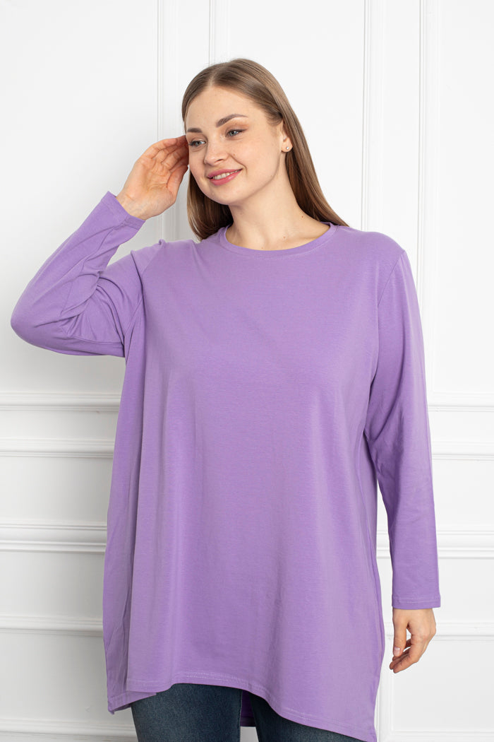 Cotton Tunic Long Sleeve Basic - Purple