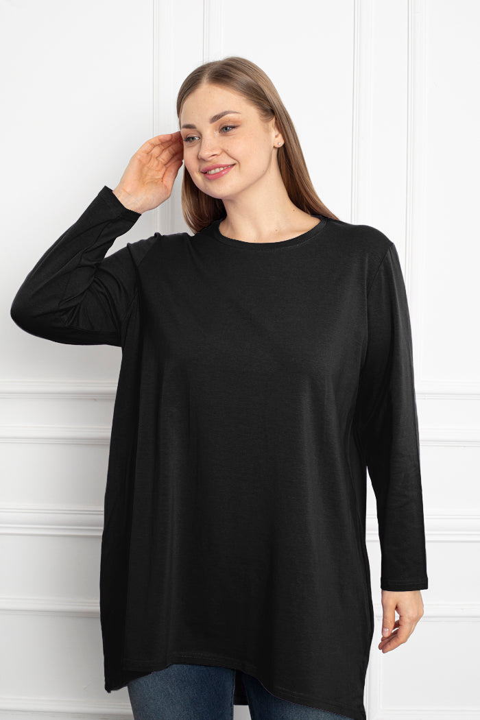 Cotton Tunic Long Sleeve Basic - Black