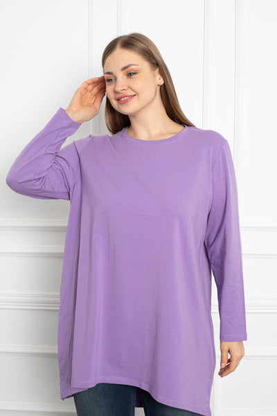 Cotton Tunic Long Sleeve Basic - Purple