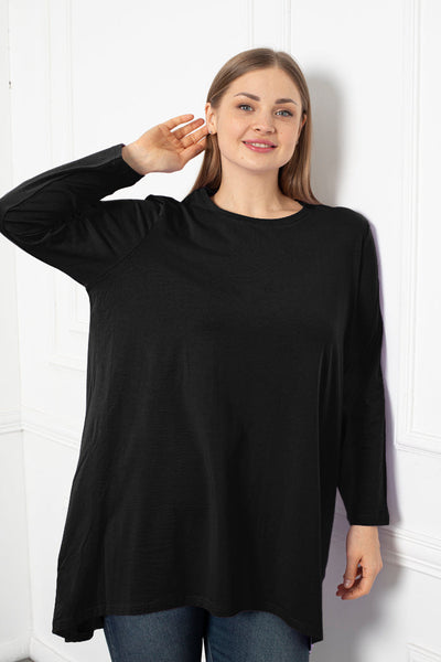 Cotton Tunic Long Sleeve Basic - Black