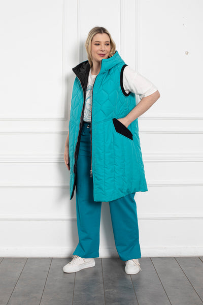 Spring hooded vest - Turquoise