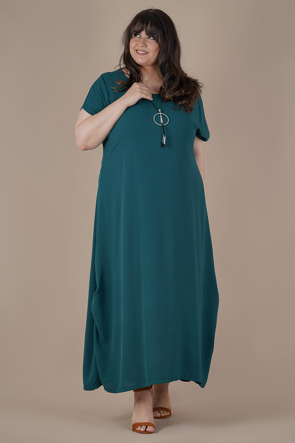 Plus size long dress with rings - Green