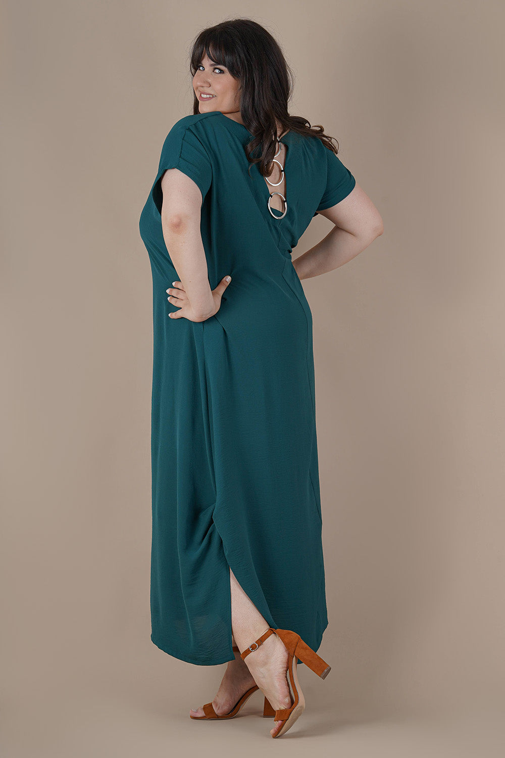 Plus size long dress with rings - Green