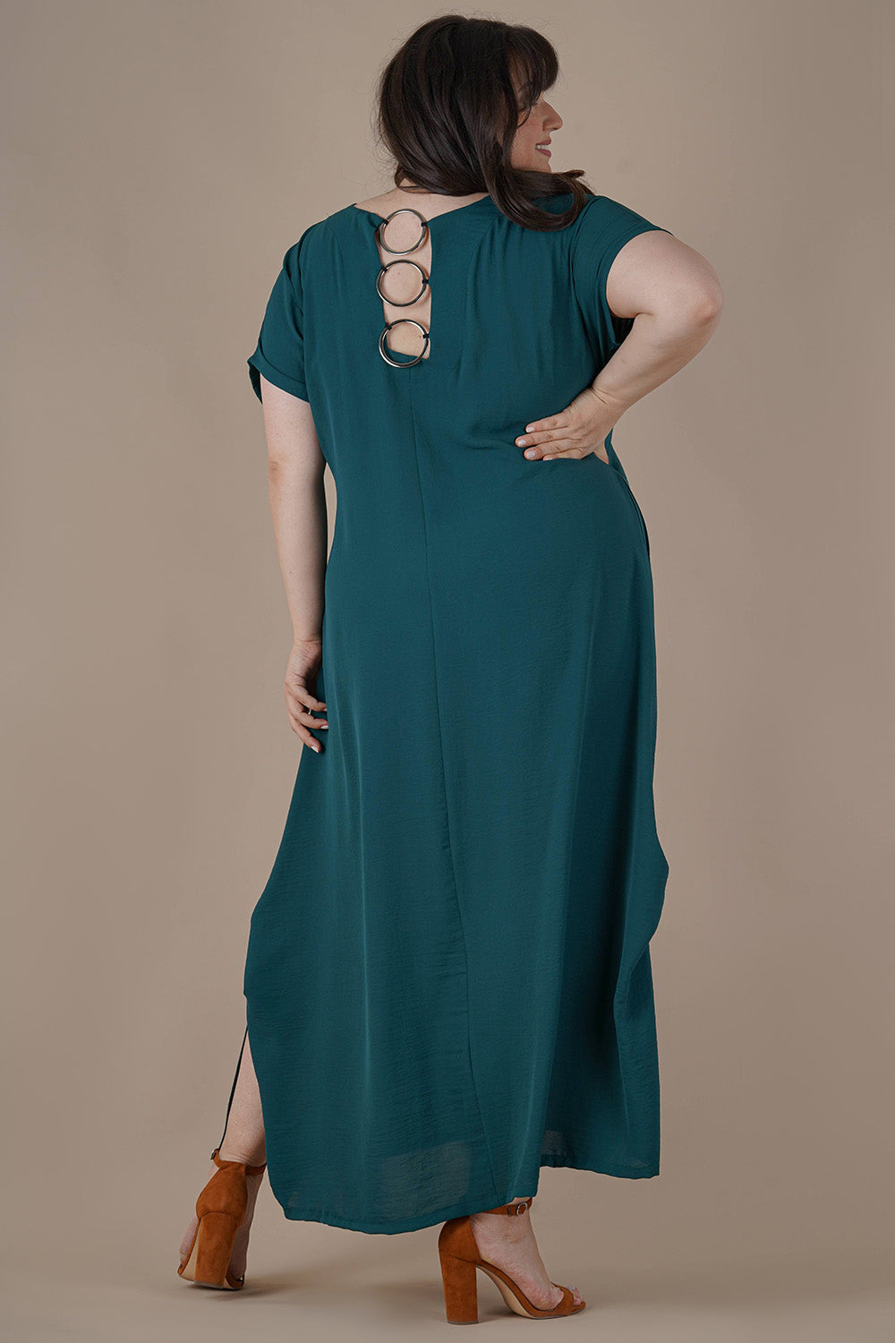 Plus size long dress with rings - Green