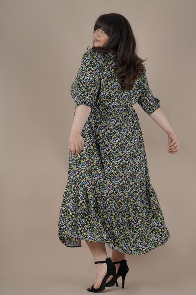 Plus size floral dress with belt