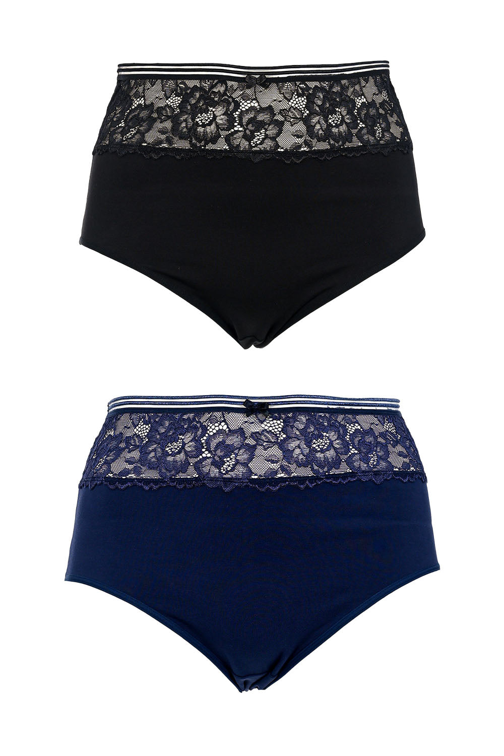 Set of 2 pcs. cotton panties with lace - Black and Blue