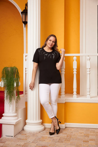 Blouse with pebble print - Black