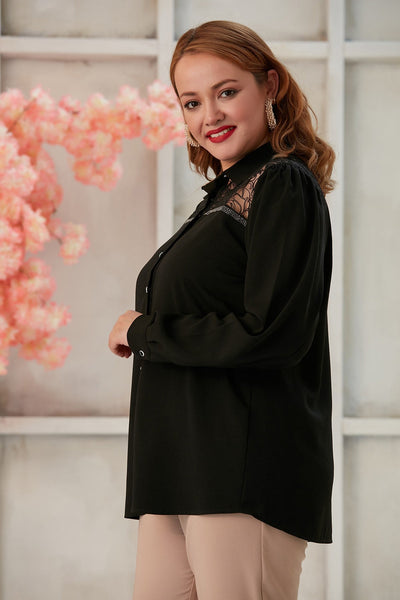 Plus size light fabric lace shirt