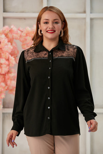 Plus size light fabric lace shirt