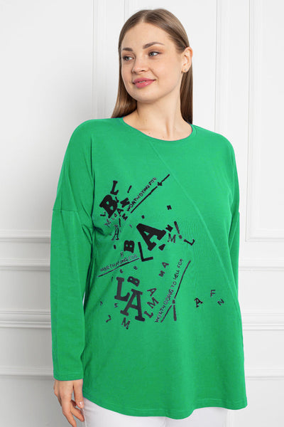 Cotton tunic with print - Green