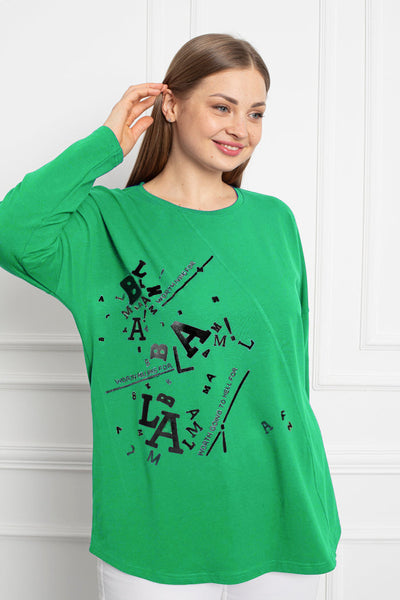 Cotton tunic with print - Green